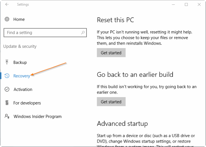 Access UEFI settings in Windows 10 step3