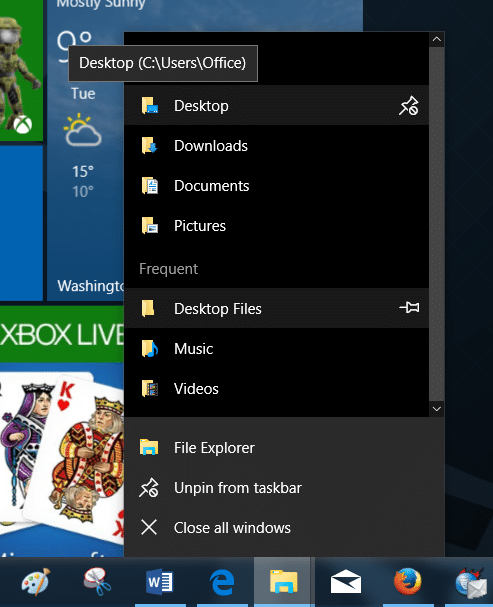 Access desktop icons, files in Windows 10 Tablet mode pic5
