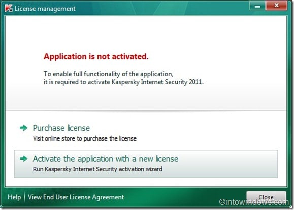 Activate Kaspersky Internet Security 2011 with a key file