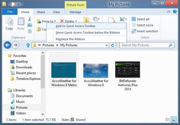 Add Items To Quick Access Toolbar In Windows 8 Explorer