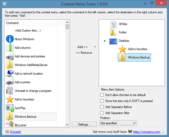 Add New Options As Hidden Entries To Context Menu