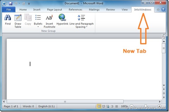 Add New Tab to Office 2010 Ribbon Step3