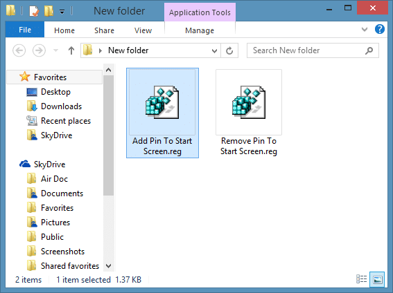 Add Pin to Start to All File Types in Windows 8.1