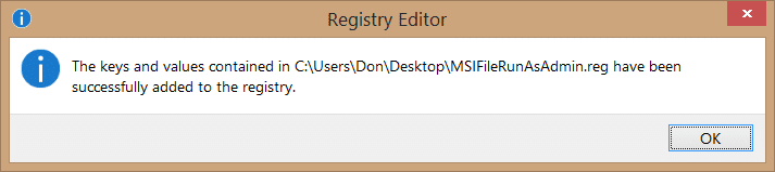 Add Run as administrator to MSI files in Windows