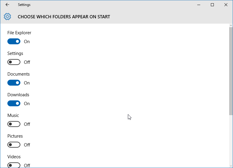 Add downloads and documents to Start menu step4