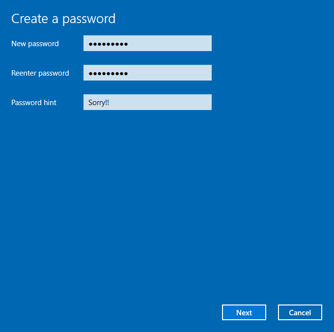 Add password to local user account in Windows 10 step4