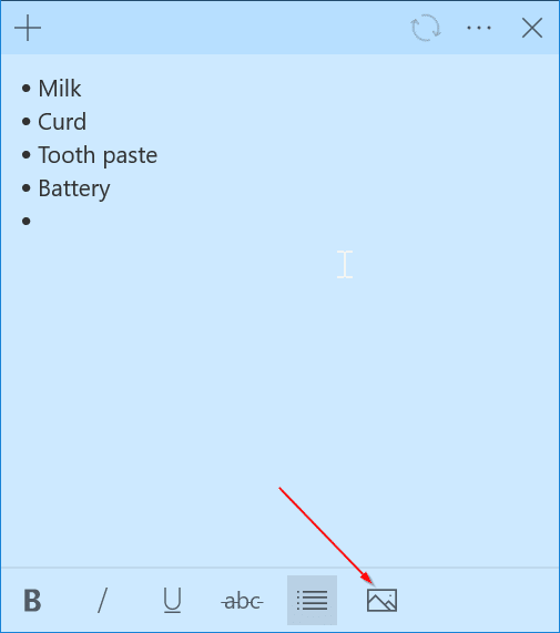 Add pictures to Sticky Notes in Windows 10 pic1