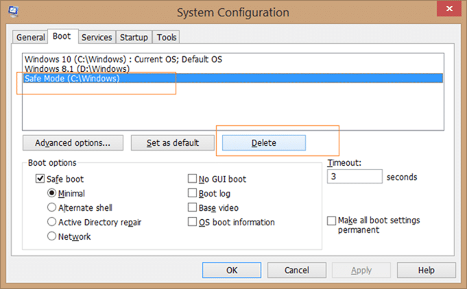 Add safe mode to Windows 10 boot menu step5