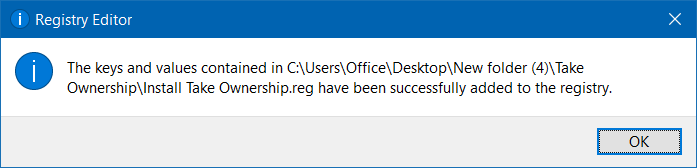 Add take ownership to right click menu Windows 10 pic5