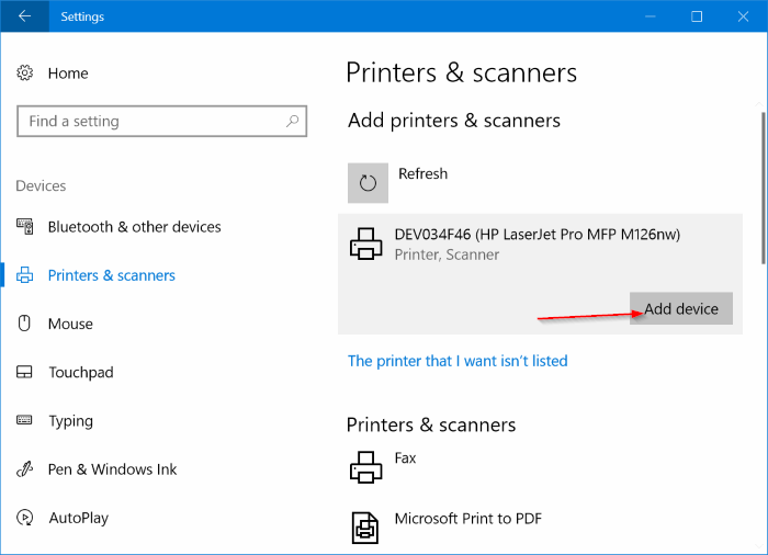 Add wireless printer to Windows 10 PC (4)