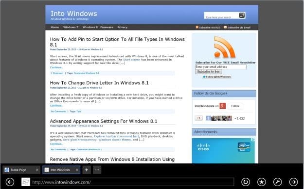Always show address bar and tabs in Internet Explorer11