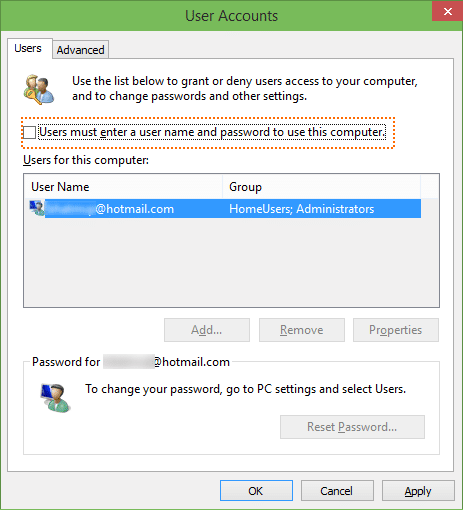 Automaticlly login in Windows 10 step2
