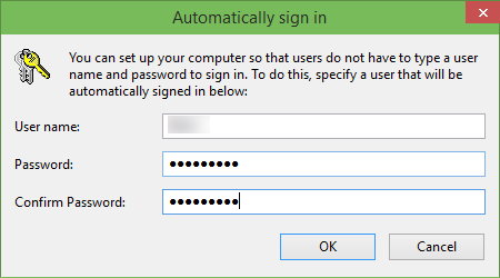 Automaticlly login in Windows 10 step3