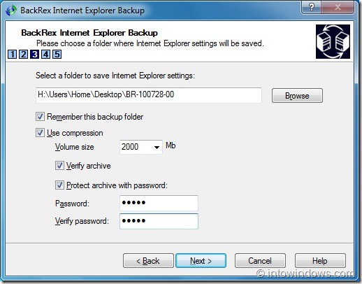 Backup Internet Explorer settings