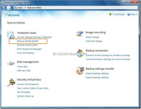 Boot Acronis True Image from USB Flash Drive