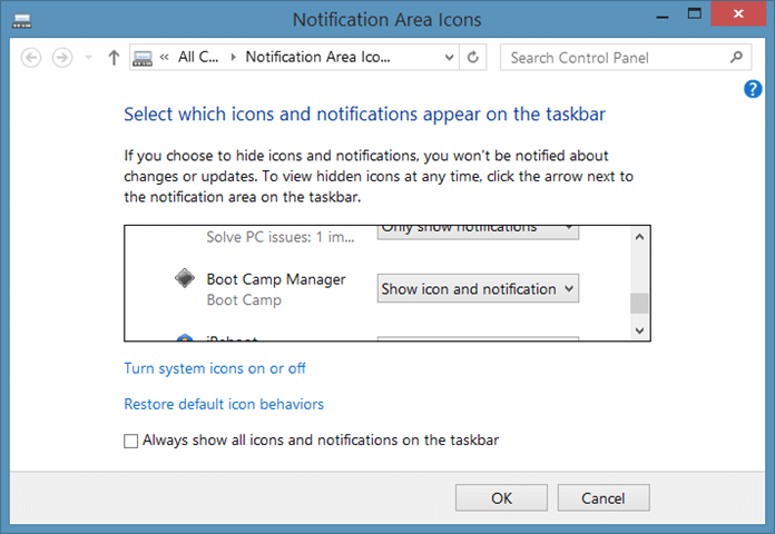 Boot Camp Icon missing from taskbar system tray step02