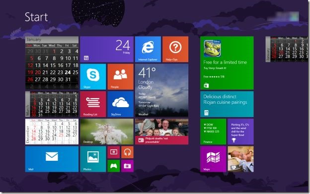 Calendar live tile for Start screen