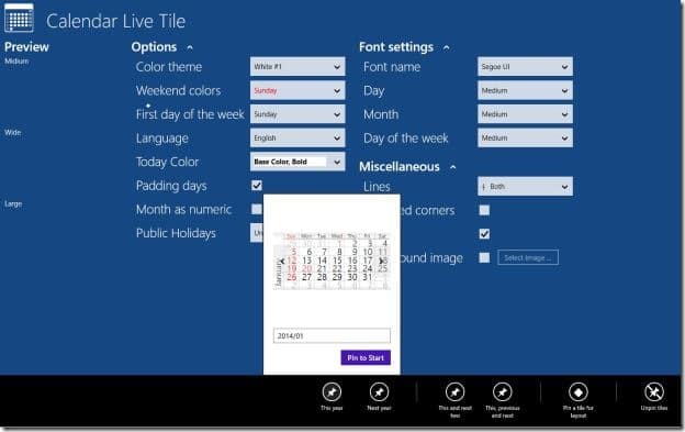 Calendar live tile