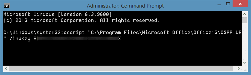 Change Office 2013 product key