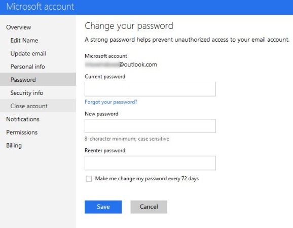 Change Outlook Account Password Step2