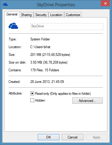Change SkyDrive Location in Windows 8.1 Step3
