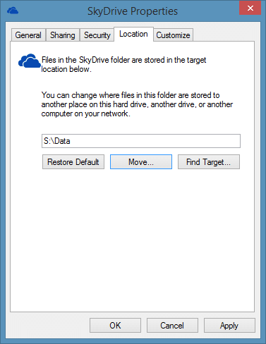 Change SkyDrive Location in Windows 8.1 Step6