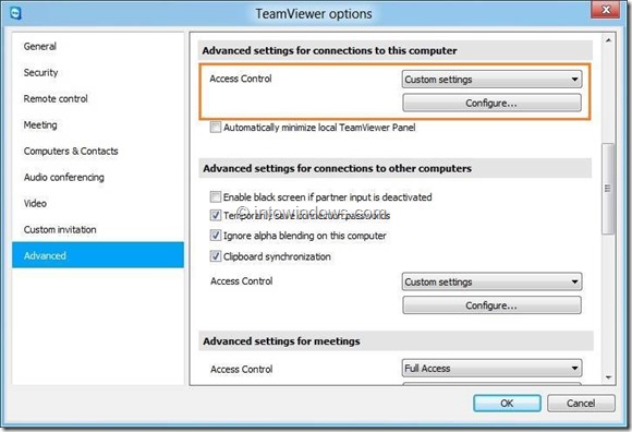 Change TeamViewer Access Control Settings Step1