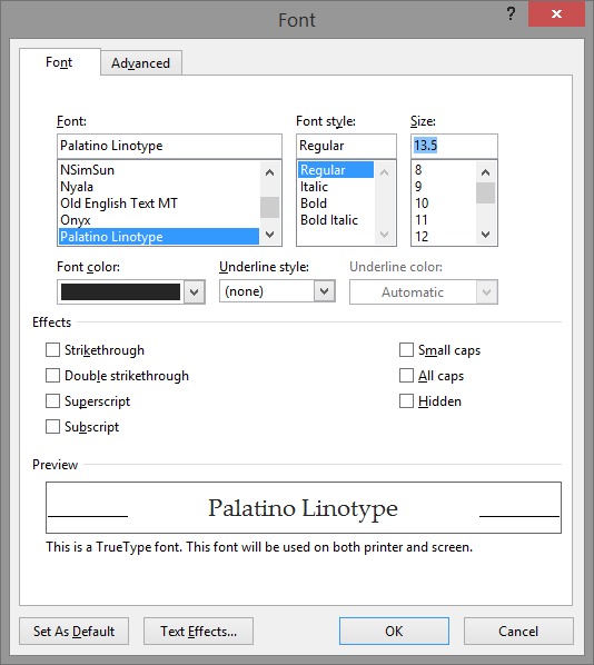 Change Word 2013 2010 default font and font size