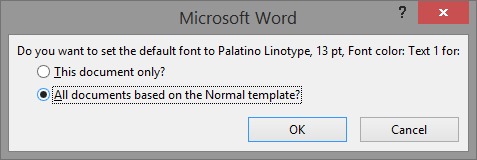 Change Word 2013 2010 font and font size default settings