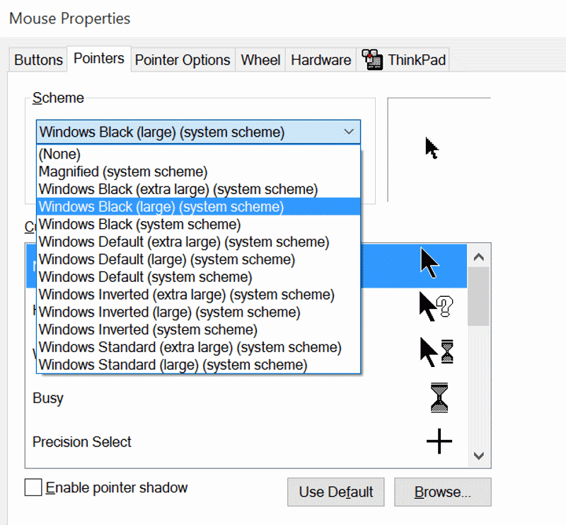 Change mouse pointer size and color In Windows 10 step5.1