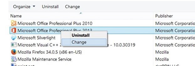 Change or update product key of Office 2013