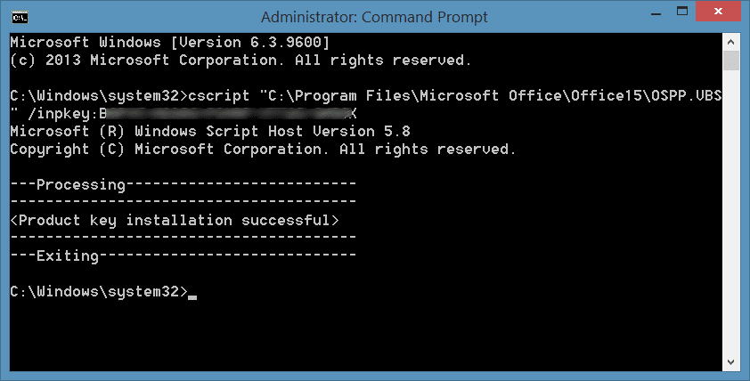 Change product key of Microsfot Office 2013 in Windows
