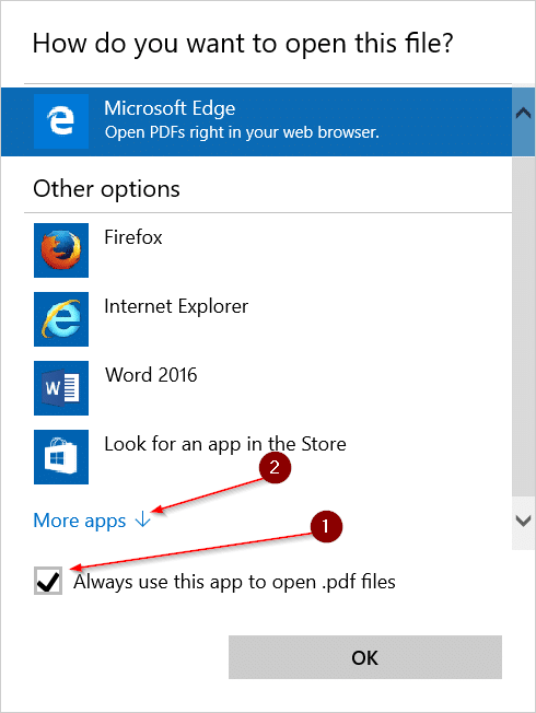 Change the default PDF reader in Windows 10 step2