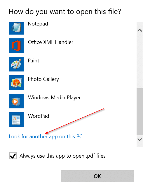 Change the default PDF reader in Windows 10 step3