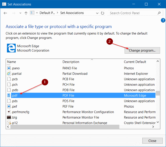 Change the default PDF reader in Windows 10 step7