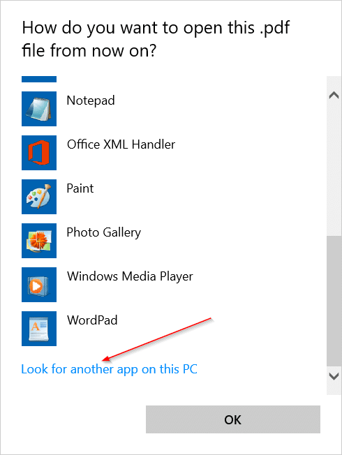 Change the default PDF reader in Windows 10 step9
