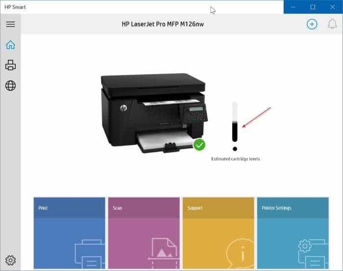 Check HP printer ink level in Windows 10