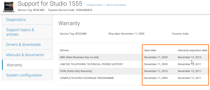 Check dell laptop warranty status online pic2