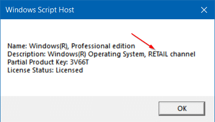 Check if Windows 10 license type is retail, oem or volume pic3