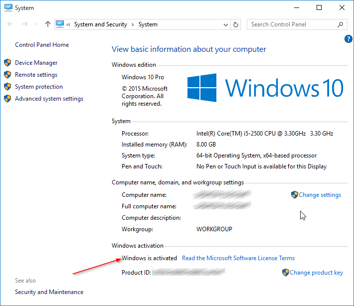 Check if your Windows 10 is activated step5