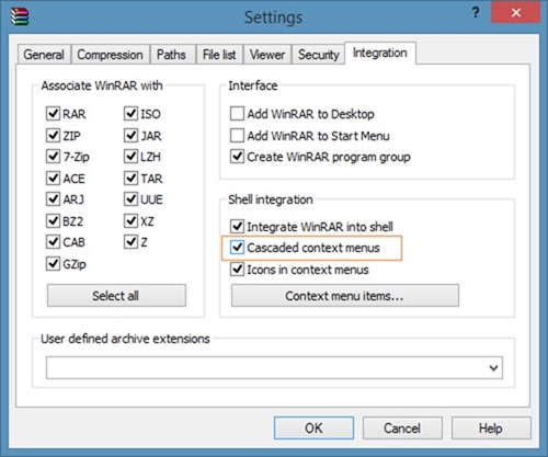 Clean up context menu by enabling cascading menu for Winrar picture3