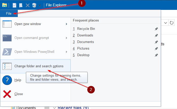 Clear Quick Access history in Windows 10 step3
