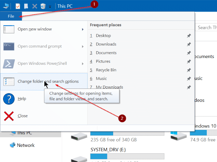Clear file explorer history in Windows 10 pic2