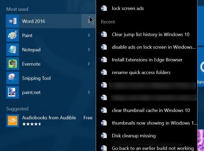 Clear jump list in Windows 10 pic2