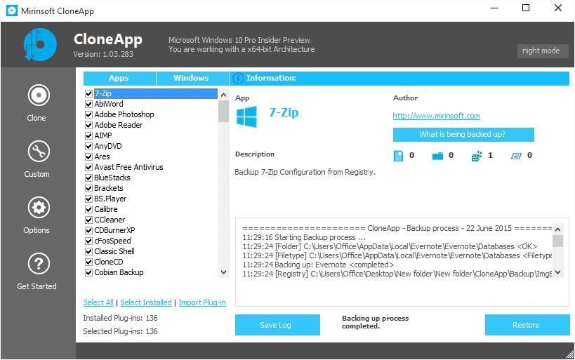 Clone app backup and restore app settings Windows picture1