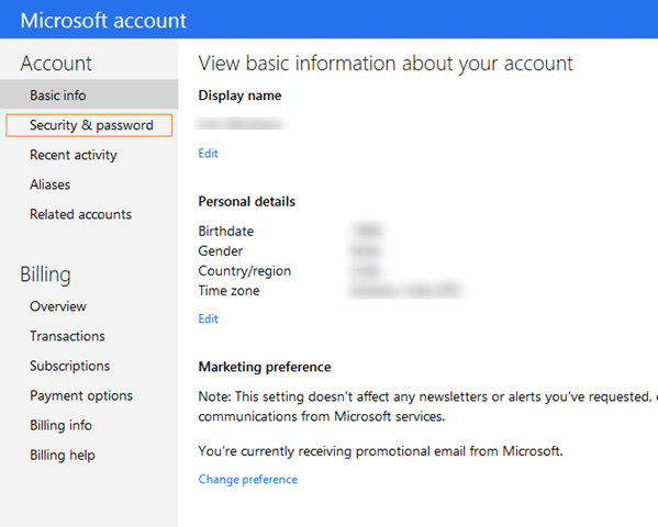 Close Outlook.com account step2