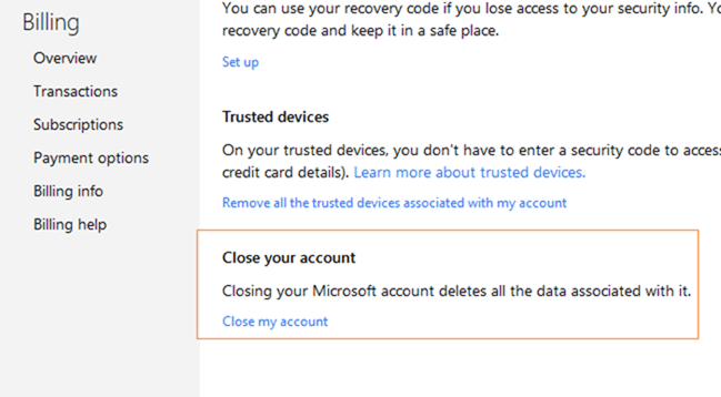 Close Microsoft outlook.com account step5
