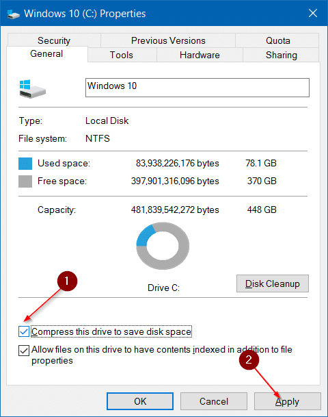 Compress Windows 10 installation files and folders step7