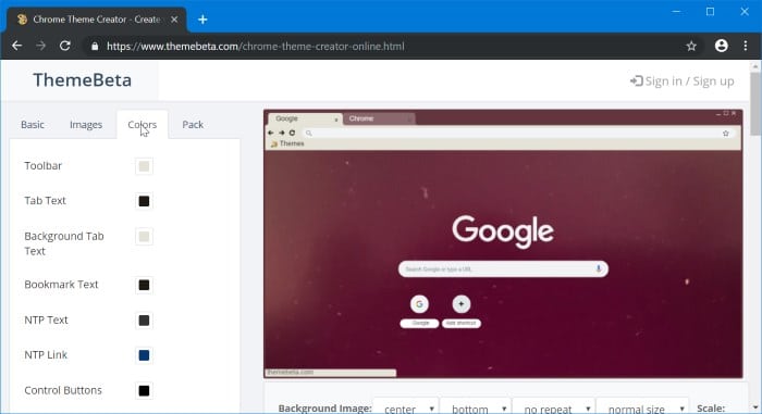 create google chrome theme online pic4