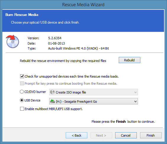 Create Macrium Reflect Rescue Media Step9